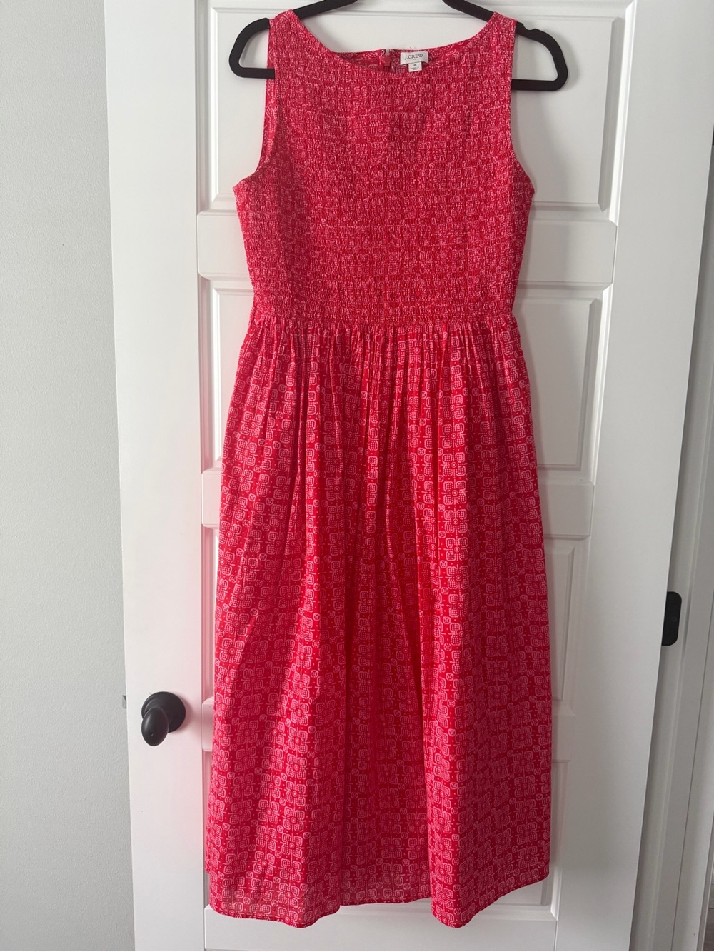 J Crew smocked boatneck midi dress